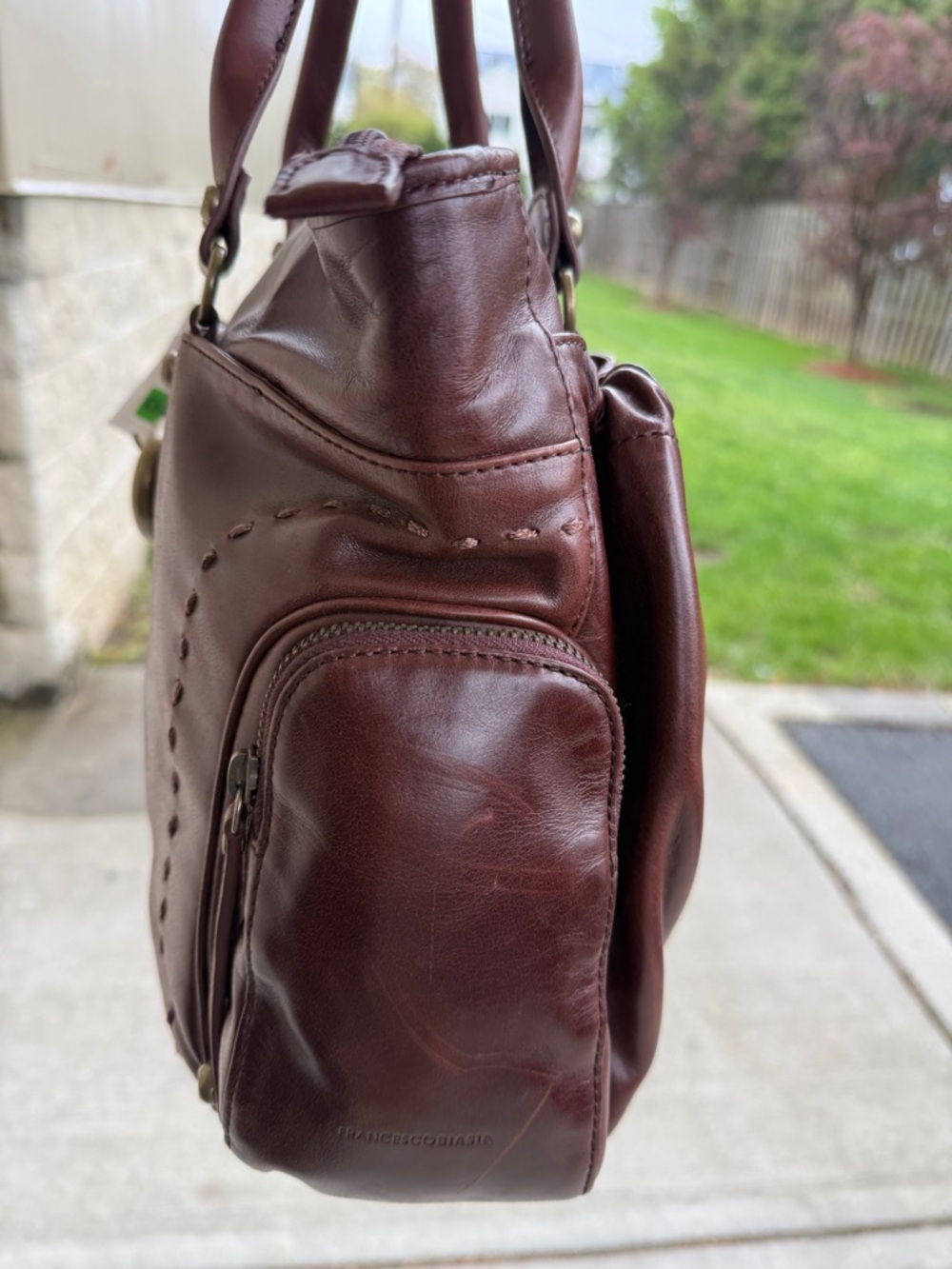 Francesco Biasia Brown Leather Shoulder Bag with Gold Hardware - Picture 16 of 16